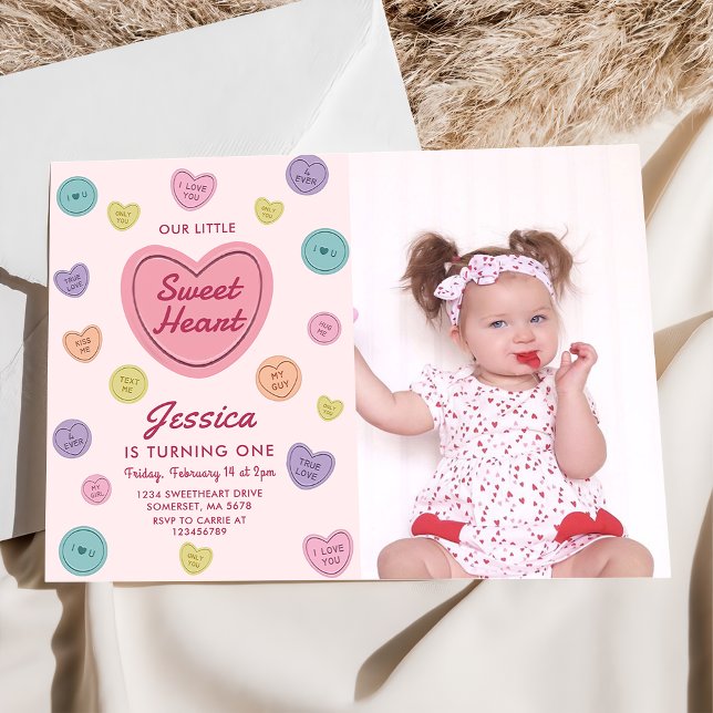 Rosa Swearing Candy Valentine Birthday Photo Inbjudningar (Skapare uppladdad)