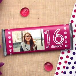 Rosa Sweet 16 Birthday Candy Pub Wrapper Flygblad