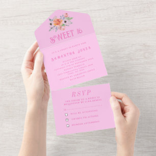 Rosa Sweet 16 Blommigt Sexton Girly Elegant