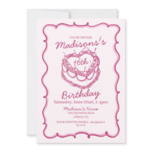 Rosa Sweet 16 Heart Coquette Cherry Cake Birthday