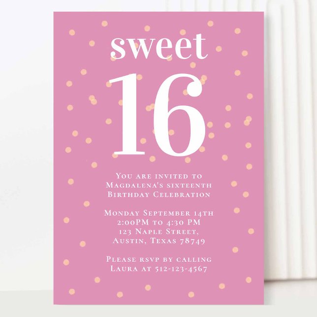 Rosa Sweet 16-inbjudan Inbjudningar (Skapare uppladdad)