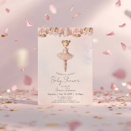 Rosa Sweet Ballerina Baby Shower Inbjudningar