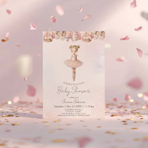 Rosa Sweet Ballerina Baby Shower Inbjudningar