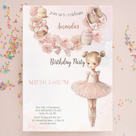 Rosa Sweet Ballerina Birthday bjudande Inbjudningar