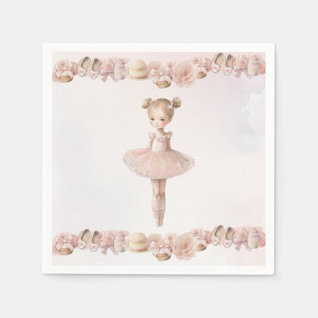 Rosa Sweet Ballerina Napkins Pappersservett (Framsidan)