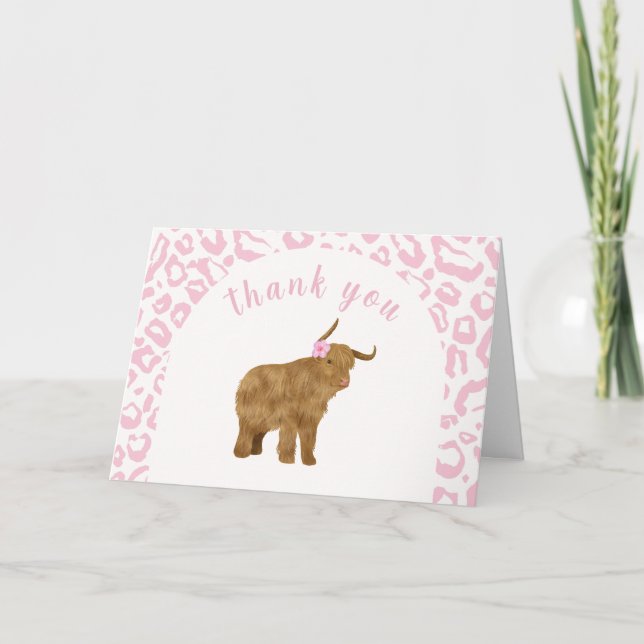 Rosa Sweet Boho Heliga Cow Blommigt Girl Baby Show Tack Kort (Framsida)