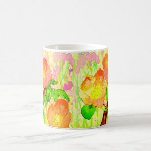Rosa Sweet Briar blommor blad gren Kaffemugg