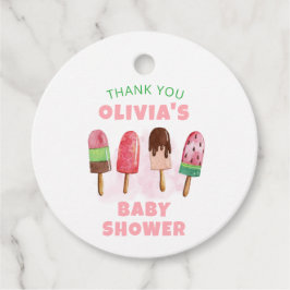 Rosa Sweet Ice Cream Popcicle Baby Shower Gåvor Etiketter
