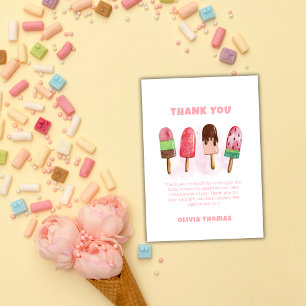 Rosa Sweet Ice Cream Popcicle Baby Shower Välkomme Tack Kort