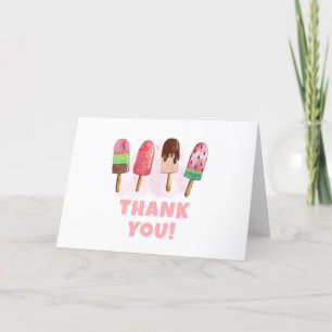 Rosa Sweet Ice Cream Popcicle Girl Baby Shower Tack Kort