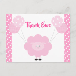 Rosa Sweet Lamb Girl Baby Shower Cute Tack Vykort