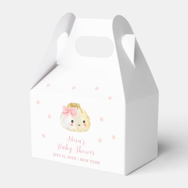Rosa Sweet Little Dumpling Girl Baby Shower Presentaskar (Framsidan Sidan)