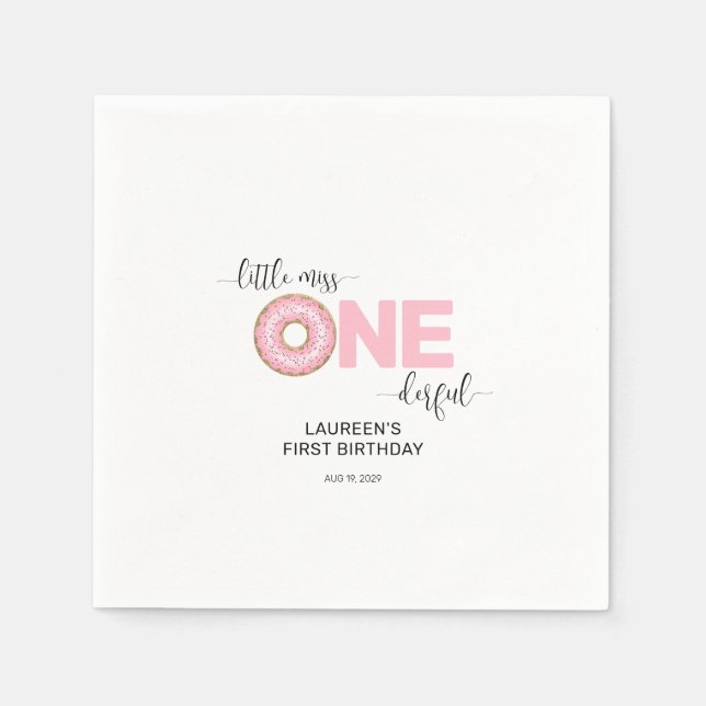 Rosa Sweet Little MI:s första födelsedag Pappersservett (Framsidan)