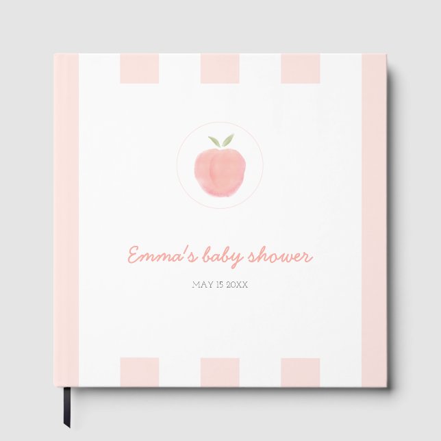 Rosa Sweet Little Peach Baby Shower Guest Bok (Framsida)