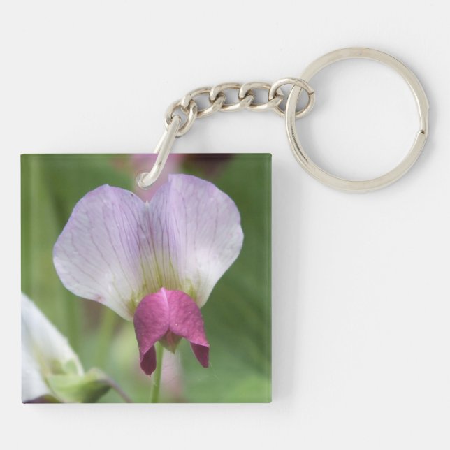 Rosa Sweet Pea Flower Keychain (Baksidan)