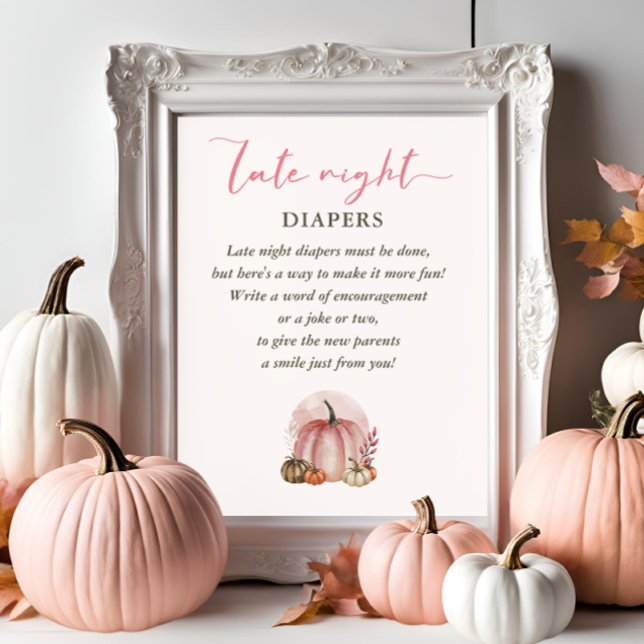 Rosa Sweet Pumpkin Baby Shower Late Night Diaper Poster (Skapare uppladdad)