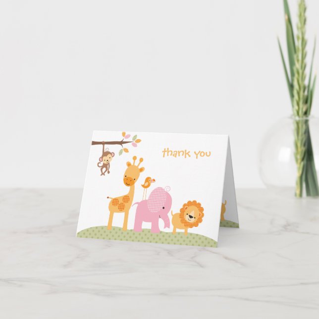 Rosa Sweet Safari Note Card Tack Kort (Framsida)
