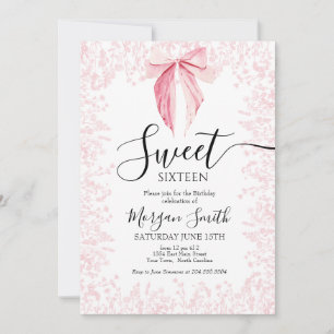 rosa Sweet sixteen Birthday Inbjudningar