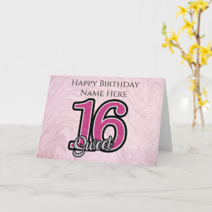 Rosa Sweet sixteen Personlig födelsedagskort Kort