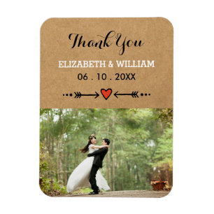 Rosa Sweethearts & Arrows Rustic Bröllop Tack Magnet