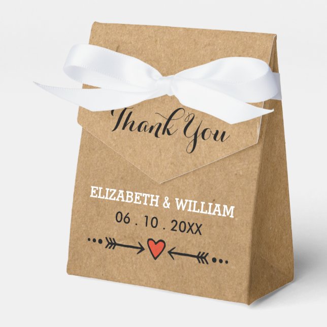 Rosa Sweethearts & Arrows Rustic Bröllop Tack Presentaskar (Framsidan Sidan)
