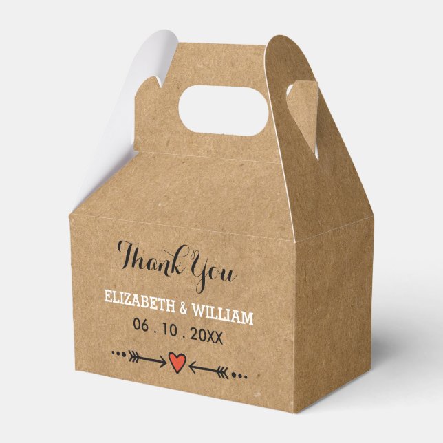 Rosa Sweethearts & Arrows Rustic Bröllop Tack Presentaskar (Framsidan Sidan)