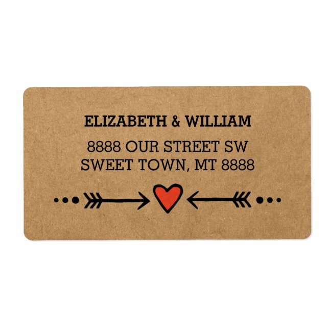 Rosa Sweethearts & Arrows Rustic Land Stil Fraktsedel (Framsidan)