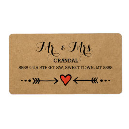 Rosa Sweethearts & Arrows Rustic - Mr. Och Mrs. Fraktsedel