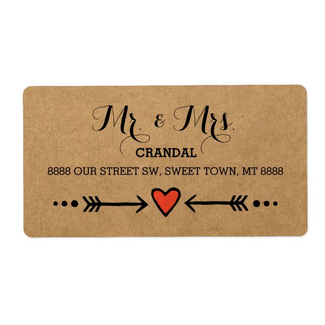 Rosa Sweethearts & Arrows Rustic - Mr. Och Mrs. Fraktsedel (Framsidan)