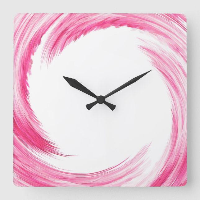 Rosa Swirl Abstrakt Art Fyrkantig Klocka (Framsida)