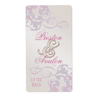 Rosa Swirl Champagne Jeweled Vin-etikett Fraktsedel