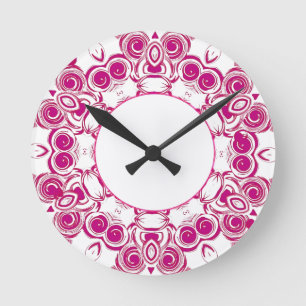 Rosa Swirl Clock Rund Klocka