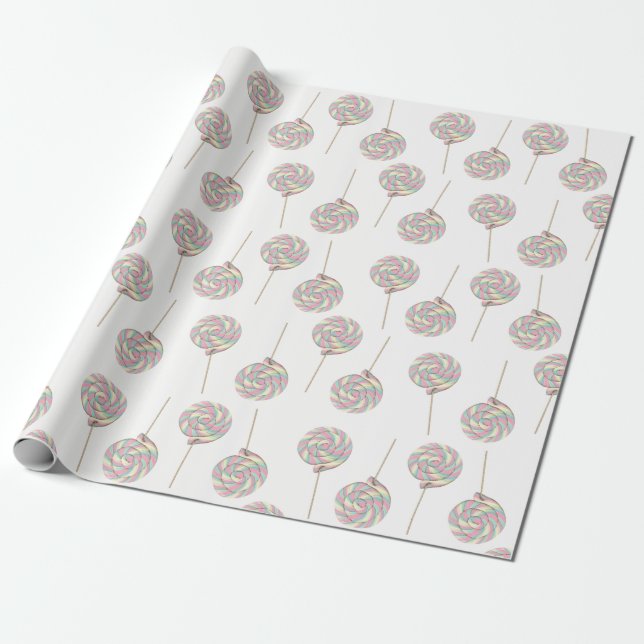 Rosa Swirl Lollipop Wrapping Papper Presentpapper (Utrullad)