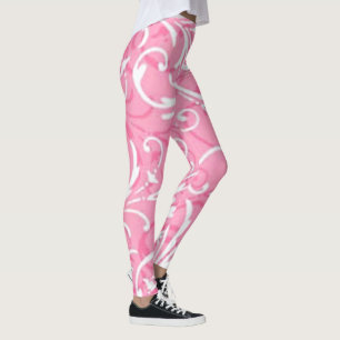 Rosa Swirl Mönster Leggings