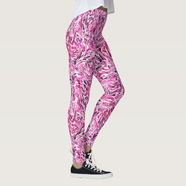 Rosa Swirl Skriv ut kvinnans benlag Leggings (Höger)
