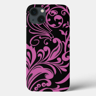 Rosa Swirling Damask Pattern på Black