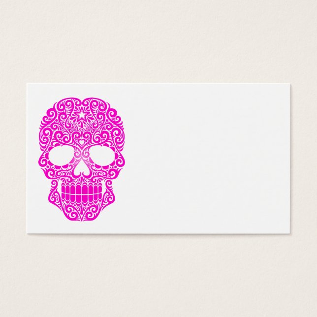 Rosa Swirling Sugar Skull Visitkort (Framsidan)