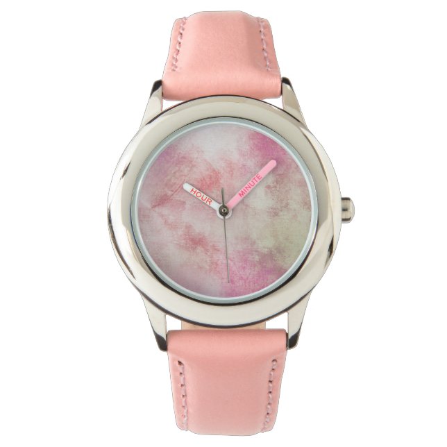 Rosa Swirls Abstrakt Art Wrist Watch Armbandsur (Framsida)