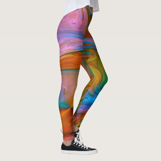 Rosa Swirls Abstrakt Leggings (Höger)