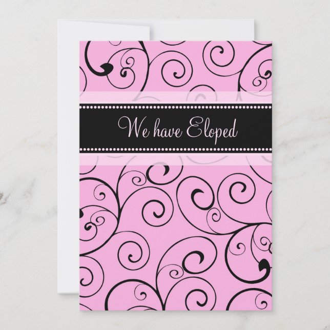 Rosa Swirls Elopement Announcement Cards Meddelande (Framsida)