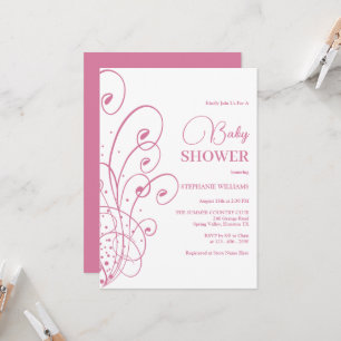 Rosa Swirls & Flourish Baby Shower Inbjudningar