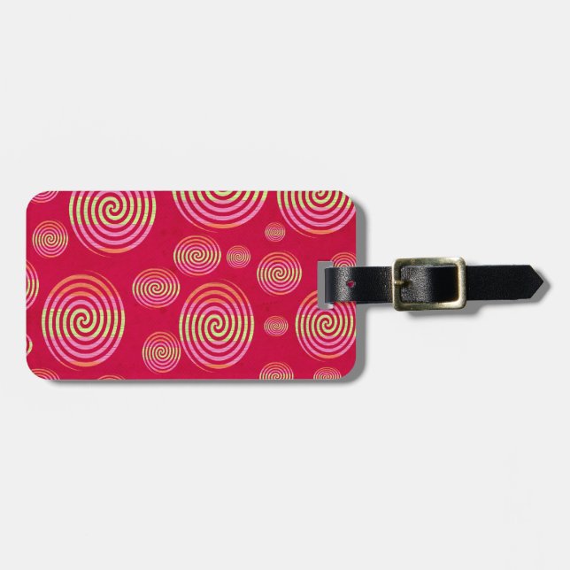 Rosa Swirls Luggage Tag Bagagebricka (Horisontell Framsida)