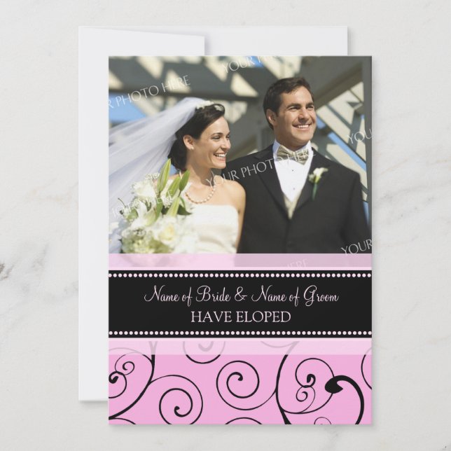 Rosa Swirls Photo Elopement Announcards Meddelande (Framsida)