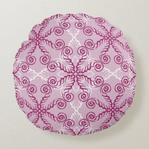 Rosa Swirls Round Dekorativ kudde