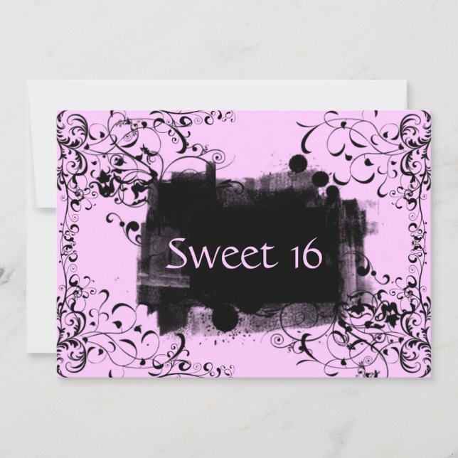 Rosa Swirls Sweet sixteen Party-inbjudan Inbjudningar (Framsida)