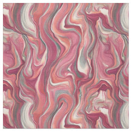 Rosa Swirls Twists Paint Pour Design Fabric Tyg