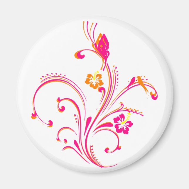 Rosa Swirly Butterfly Magnet (Framsidan)