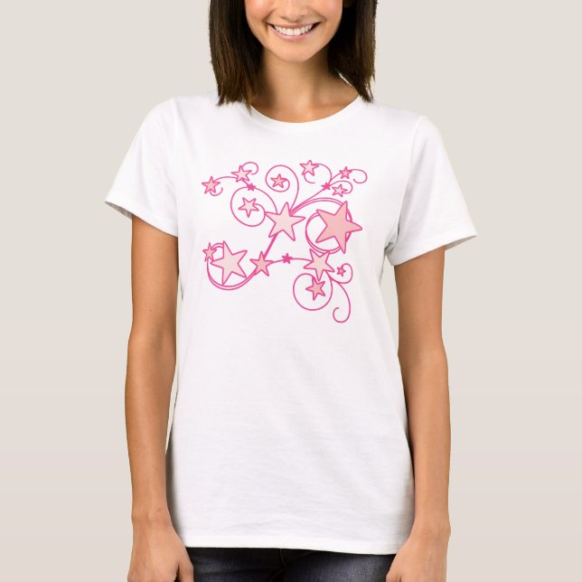 Rosa Swirly Works Tee Shirt (Framsida)
