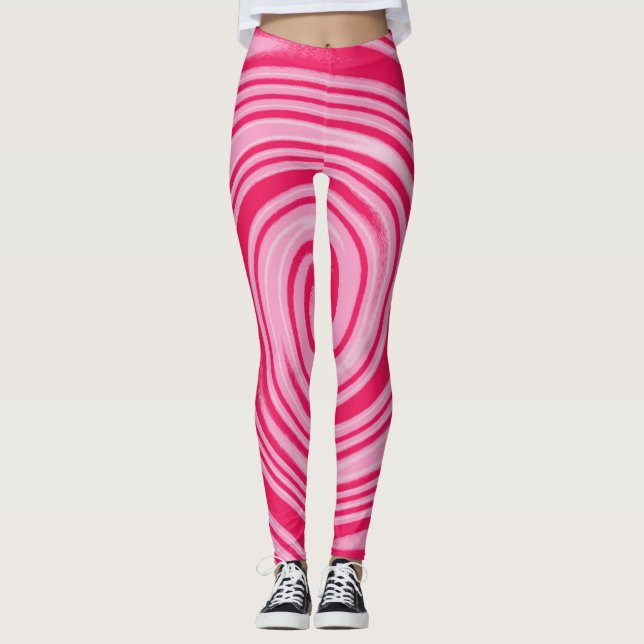 Rosa swirrl mönster leggings (Framsida)
