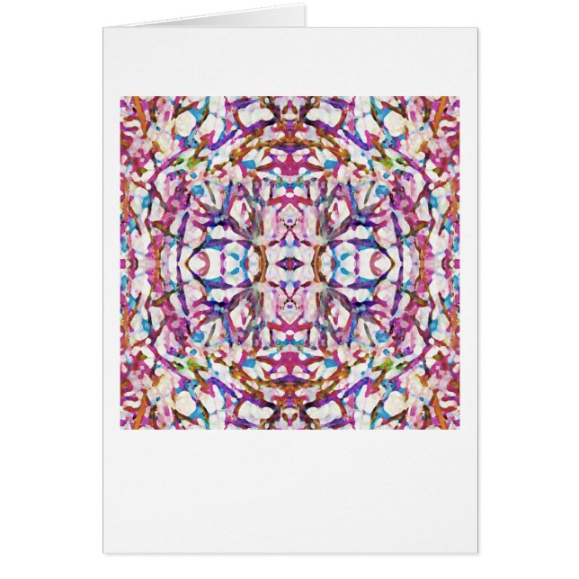 Rosa Symmetrical Mönster Hälsningskort (Framsidan)